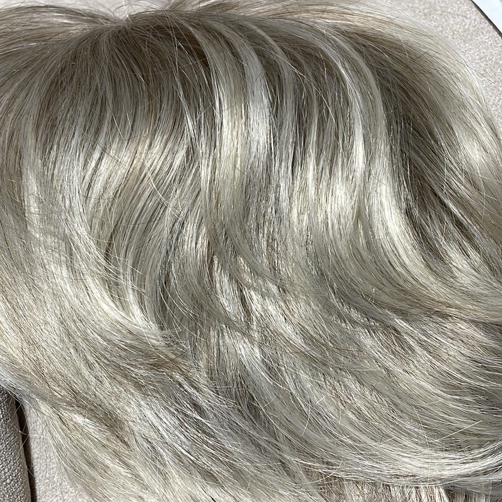 NWT platinum blonde silverwhite grey blonde wig short 9” shaggy layers men’s wig - Picture 5 of 13